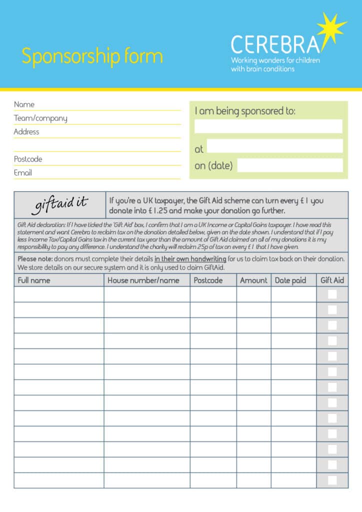 Sponsorship form