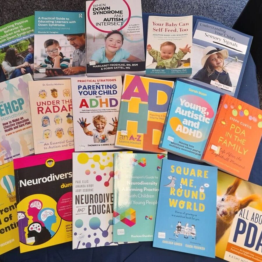 Selection of books on Down syndrome, autism, ADHD and neurodiversity
