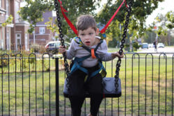 Owen swinging.